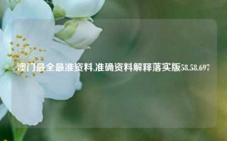 澳门最全最准资料,准确资料解释落实版58.58.697