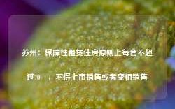 苏州：保障性租赁住房原则上每套不超过70㎡，不得上市销售或者变相销售