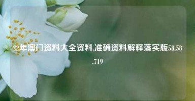 22年澳门资料大全资料,准确资料解释落实版58.58.719