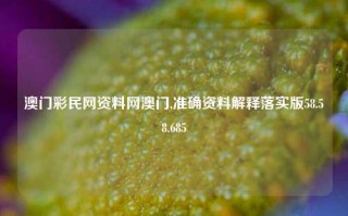 澳门彩民网资料网澳门,准确资料解释落实版58.58.685