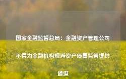 国家金融监督总局：金融资产管理公司不得为金融机构规避资产质量监管提供通道