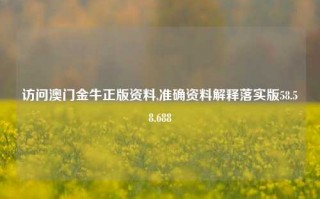 访问澳门金牛正版资料,准确资料解释落实版58.58.688