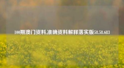 100期澳门资料,准确资料解释落实版58.58.683