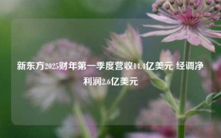 新东方2025财年第一季度营收14.4亿美元 经调净利润2.6亿美元