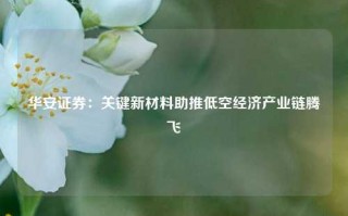 华安证券：关键新材料助推低空经济产业链腾飞