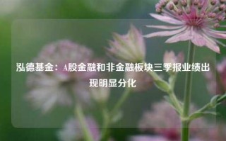 泓德基金：A股金融和非金融板块三季报业绩出现明显分化