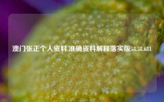 澳门张正个人资料,准确资料解释落实版58.58.681