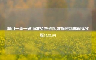 澳门一肖一码100准免费资料,准确资料解释落实版58.58.694