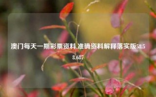 澳门每天一期彩票资料,准确资料解释落实版58.58.687