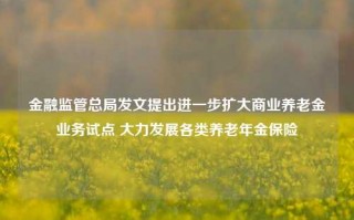 金融监管总局发文提出进一步扩大商业养老金业务试点 大力发展各类养老年金保险