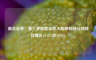 南京证券：第三季度营业收入和净利润分别同比增长44.42%和34.05%