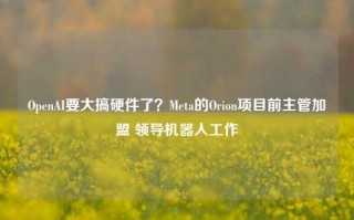 OpenAI要大搞硬件了？Meta的Orion项目前主管加盟 领导机器人工作