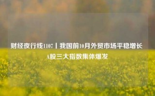 财经夜行线1107丨我国前10月外贸市场平稳增长 A股三大指数集体爆发