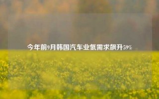 今年前9月韩国汽车业氢需求飙升59%