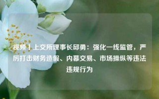 视频丨上交所理事长邱勇：强化一线监管，严厉打击财务造假、内幕交易、市场操纵等违法违规行为