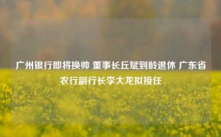 广州银行即将换帅 董事长丘斌到龄退休 广东省农行副行长李大龙拟接任