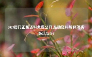 2023澳门正版资料免费公开,准确资料解释落实版58.58.704