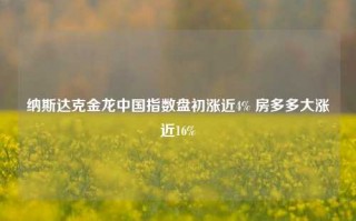 纳斯达克金龙中国指数盘初涨近4% 房多多大涨近16%