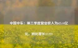 中国中车：第三季度营业收入为625.44亿元，同比增长12.22%