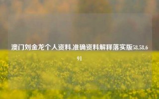 澳门刘金龙个人资料,准确资料解释落实版58.58.691