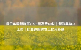 每日车圈新鲜事：SU7研发费130亿｜新款奥迪A3上市｜比亚迪限时发上亿元补贴