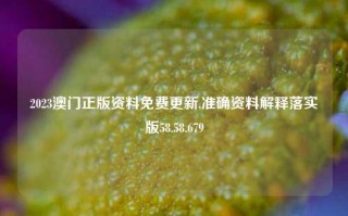 2023澳门正版资料免费更新,准确资料解释落实版58.58.679