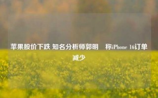 苹果股价下跌 知名分析师郭明錤称iPhone 16订单减少