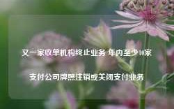 又一家收单机构终止业务 年内至少10家支付公司牌照注销或关闭支付业务