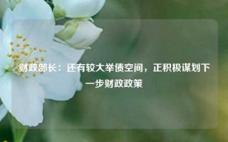 财政部长：还有较大举债空间，正积极谋划下一步财政政策