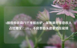 A股首份农商行三季报出炉，常熟银行非息收入占比增至17.53%，不良率抬头迹象仍在延续