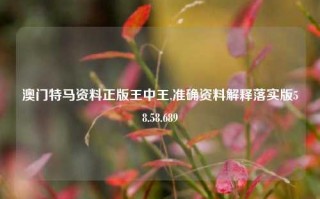 澳门特马资料正版王中王,准确资料解释落实版58.58.689