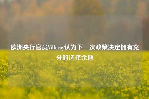 欧洲央行官员Villeroy认为下一次政策决定拥有充分的选择余地-第1张图片-贸易