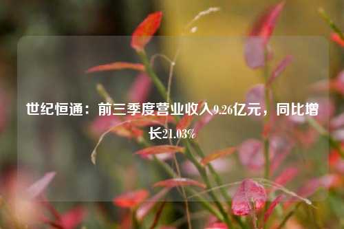 世纪恒通：前三季度营业收入9.26亿元，同比增长21.03%-第1张图片-贸易