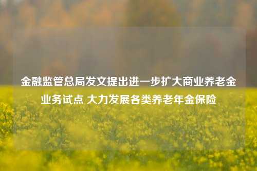 金融监管总局发文提出进一步扩大商业养老金业务试点 大力发展各类养老年金保险-第1张图片-贸易