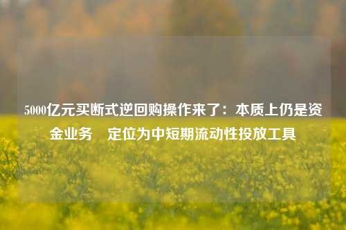 5000亿元买断式逆回购操作来了：本质上仍是资金业务 定位为中短期流动性投放工具-第1张图片-贸易