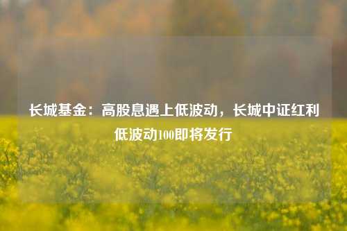 长城基金：高股息遇上低波动，长城中证红利低波动100即将发行-第1张图片-贸易