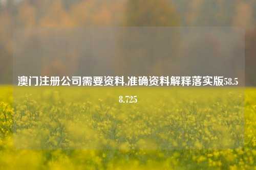 澳门注册公司需要资料,准确资料解释落实版58.58.725-第1张图片-贸易