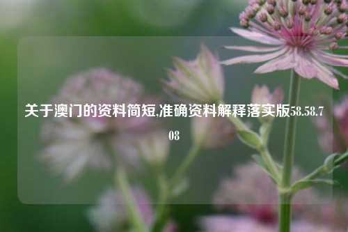 关于澳门的资料简短,准确资料解释落实版58.58.708-第1张图片-贸易