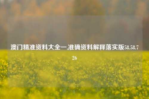 澳门精准资料大全一,准确资料解释落实版58.58.726-第1张图片-贸易