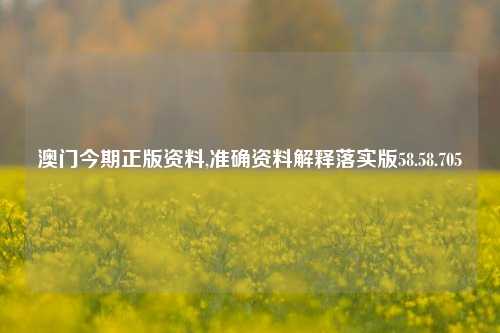 澳门今期正版资料,准确资料解释落实版58.58.705-第1张图片-贸易