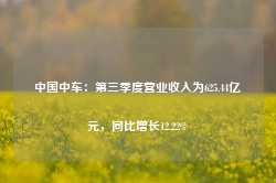 中国中车：第三季度营业收入为625.44亿元，同比增长12.22%-第1张图片-贸易